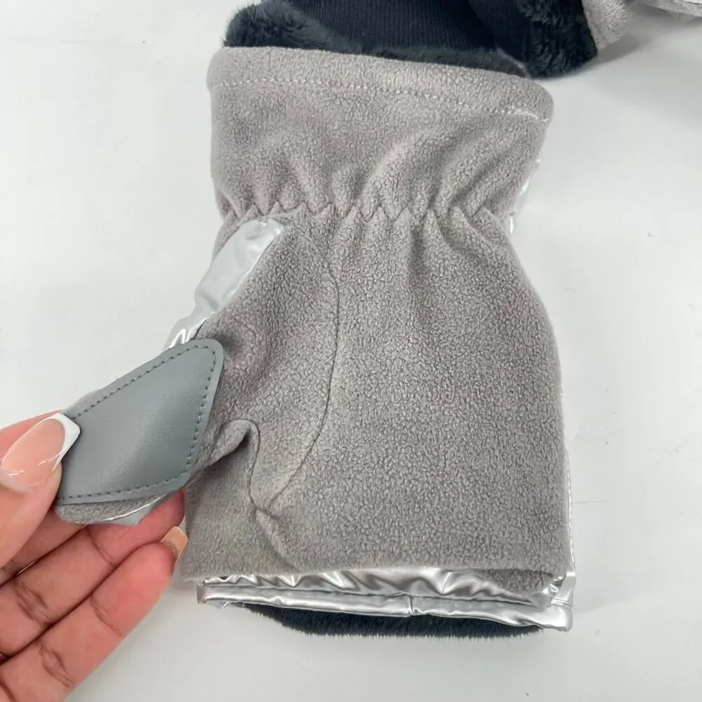 Isotoner Women’s Metallic Silver Flip-Top Mittens Warm Insulated L/XL New